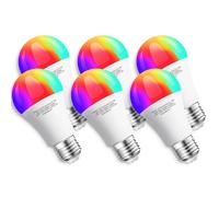 Aigostar Bombilla Inteligente E27 WiFi LED RGB 9W 806LM Regulable (2700K-6500K), Compatible con Alexa y Google Home, Sincronización con Música, Conexión Rápida, 6 Uds A60, e27, 9w, 6pcs, rgb+cct