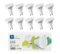 Aigostar Bombilla LED 4W GU10, Luz blanca fría 6500K, 320lm, Esmerilada, no regulable - Caja de 10 unidades