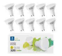 Aigostar Bombilla LED 4W GU10, Luz calida 3000K, 320lm, Esmerilada, no regulable - Caja de 10 unidades