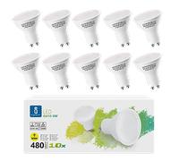 Aigostar Bombilla LED 6W GU10, Luz calida 3000K, 480lm, Esmerilada, no regulable - Caja de 10 unidades