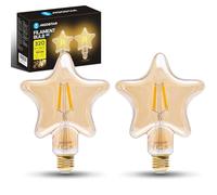 Aigostar - Bombilla LED E27 4W, Luz Cálida 1800K, 320 Lúmenes, Decorativa: Estrella, Bombilla Vintage de Tipo Edison con Filamento, Color ámbar, No regulable, Pack 2 Uds