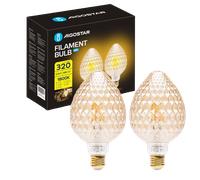 Aigostar - Bombilla LED E27 4W, Luz cálida 1800K, 320 Lúmenes, Decorativa: Fresa Facetada, Bombilla Vintage De Tipo Edison Con Filamento, Color ámbar, No regulable, Pack 2 Uds
