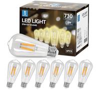 Aigostar Bombilla LED E27 con Filamento,Blanco Cálido 2700K,6W(Equivalente a 55W),730 Lúmenes,No Regulable,Bombillas Decorativas,Pack De 6 Uds
