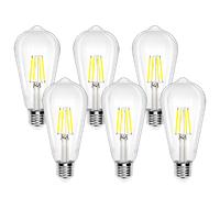 Aigostar Bombilla LED E27 con Filamento,Luz Fria 6500K,4W( Equivalente a 40W),470 Lúmenes,No Regulable,Bombillas Decorativas,Pack De 6 Uds