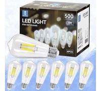 Aigostar Bombilla LED E27 con Filamento,Luz Fria 6500K,4W(Equivalente a 42W),500 Lúmenes,No Regulable,Bombillas Decorativas,Pack De 6 Uds