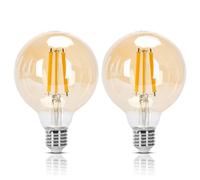 Aigostar - Bombilla LED E27 Edison, 10W Equivalente a 77W, Blanco Cálido 2200K, 1100 Lúmenes, Bombilla LED Vintage Decorativa G95 de Filamento, No Regulable, Cristal ámbar, Pack 2