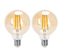 Aigostar - Bombilla LED E27 Edison, 12W Equivalente a 89W, Blanco Cálido 2200K, 1320 Lúmenes, Bombilla LED Vintage Decorativa G95 de Filamento, No Regulable, Cristal ámbar, Pack 2