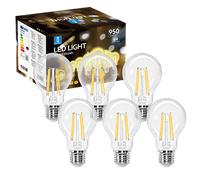 Aigostar - Bombilla LED E27 Edison, 8W Equivalente a 69W, Blanco Cálido 2700K, 950 Lúmenes, Bombilla LED Vintage Decorativa A60 de Filamento, No Regulable, Cristal Transparente, Pack 6