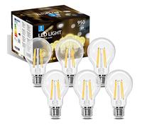 Aigostar - Bombilla LED E27 Edison, 8W Equivalente a 69W, Blanco Cálido 2700K, 950 Lúmenes, Bombilla LED Vintage Decorativa A60 de Filamento, No Regulable, Cristal Transparente, Pack 6