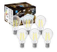 Aigostar - Bombilla LED E27 Edison, 8W Equivalente a 72W, Blanco Frío 6500K, 1000 Lúmenes, Bombilla LED Vintage Decorativa A60 de Filamento, No Regulable, Cristal Transparente, Pack 6