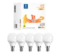 Aigostar - Bombilla LED G45, 7W, casquillo fino E14, Bajo consumo, 520 lm, Luz cálida 3000K, Ahorro de energía, CRI> 80, ángulo de apertura 230º, no regulable - Caja de 5 unidades