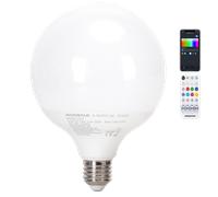 Aigostar Bombilla LED Inteligente E27 G120 Bluetooth Mesh, 4.9W RGB Gradiente Bombilla Inteligente Compatible con Alexa, Regulable Color y Blanco Luz 2700-6500K, Incluye Control Remoto, 1 Uds