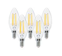 Aigostar Bombilla Vela de Filamento LED E14 Vintage, 4W Equivalente a 40 W, Blanco Cálido 2700K, 470 Lúmen, Transparente Bombillas LED, No Regulable, 5 Unidades