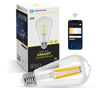 Aigostar Bombillas Alexa E27 Edison Bombillas Inteligentes 6W 850LM WIFI Bombilla Vintage ST64 Bombillas Filamento Regulable 2700K-6500K, compatible con Alexa/Google Home. Transparente 1 pack