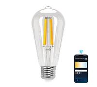 Aigostar Bombillas Alexa E27 Edison Bombillas Inteligentes 6W 850LM WIFI Bombilla Vintage ST64 Bombillas Filamento Regulable 2700K-6500K, compatible con Alexa/Google Home. Transparente 1 pack
