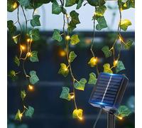 Aigostar Cadena de Luces LED Solares 3M+1 * 1M, 70 LEDs, Guirnaldas de Hiedra Artificial con Hojas, IP65 Impermeable, Blanco Cálido. Decoración para Exteriores e Interiores
