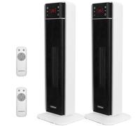 Aigostar Calefactor Cerámico PTC, 2000 W, Mando a Distancia, Silencioso | Pantalla Táctil LED, 4 Modos y Función ECO, Ahorro de Energía, Temporizador, Oscilación, Temperatura Ajustable, 2 Unidades