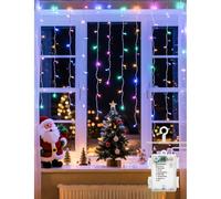 Aigostar Cortina de Luces, 3x5m 100 Luces de Cadena de Cortina, Luces Led Pilas 8 Modos de Luz, IP44 Impermeable, para Navidad, Decoracion Exteriores Interiores, Dormitorio, Fiestas Multicolor