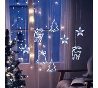 Aigostar Cortina de Luces con Control Remoto, 3×0.6m 120 LED Luces de Cadena de Cortina Navidad, 8 Modos Cadena de Luces de Brillo Ajustable, IP44 para Interior, Exterior, Fiesta (Blanco Frío)