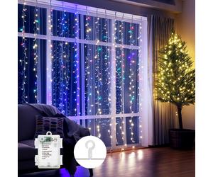Aigostar cortina luces navidad, 1M*1M, 8 Modos Cadena de Luces con Remoto, 100 LED RGB, temporizador, luces arbol navidad Resistente al Agua, para exterior y Interior, decoracion navidad, Fiestas
