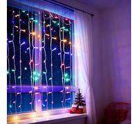 Aigostar Cortina Luces Navidad, 1M*1M, 8 Modos Cadena Luces, 100 LED RGB, Temporizador, Decoracion Arbol Navidad Resistente al Agua, Para Exterior y Interior