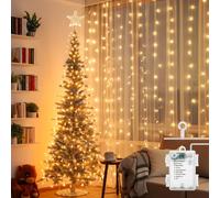 Aigostar cortina luces navidad， 2M*2M， 8 Modos Cadena de Luces con Remoto， 200 LED， temporizador， luces arbol navidad Resistente al Agua， para exterior y Interior， decoracion navidad， Fiestas
