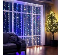 Aigostar Cortina Luces Navidad, 3M*3M, 8 Modos Cadena de Luces, 300 LED RGB, Temporizador, Decoracion Arbol Navidad Resistente al Agua, Para Exterior y Interior