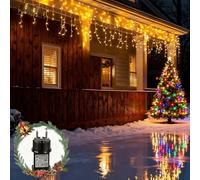 Aigostar Cortina Luces Navidad, 3M+5M*0.4M 100 LED 8 Modos, Luces Navidad Cortina IP44, Blanco Cálido, para Bodas, Fiestas