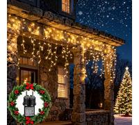 Aigostar Cortina Luces Navidad, 3M+5M*0.6M 100 LED 8 Modos, Luces Navidad Cortina IP44, Blanco Cálido, para Bodas, Fiestas