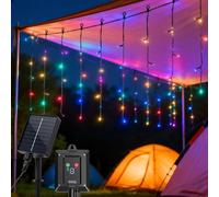 Aigostar Cortina Luces Navidad para Exterior Solares 3M+5M*0.4M IP65 | Cortinas de Luz Navidad Exterior, 8 Modos, Visualización del nivel de batería, para Bodas, Fiestas, RGB