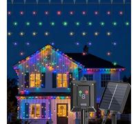 Aigostar Cortina Luces Navidad para Exterior Solares 3M+5M*0.6M IP65 | Cortinas de Luz Navidad Exterior, 8 Modos, Visualización del nivel de batería, para Bodas, Fiestas, RGB
