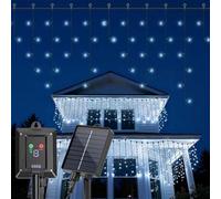 Aigostar Cortina Luces Navidad para Exterior Solares 3M+5M*0.6M IP65 | Cortinas de Luz Navidad Exterior, 8 Modos, Visualización del nivel de batería, para Bodas, Fiestas, Luz Blanca Fría