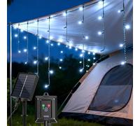 Aigostar Cortina Luces Navidad para Exterior Solares 3M+5M*0.6M IP65 | Cortinas de Luz Navidad Exterior, 8 Modos, Visualización del nivel de batería, para Bodas, Fiestas, Luz Blanca Fría