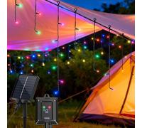 Aigostar Cortina Luces Navidad para Exterior Solares 3M+5M*0.6M IP65 | Cortinas de Luz Navidad Exterior, 8 Modos, Visualización del nivel de batería, para Bodas, Fiestas, RGB