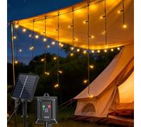 Aigostar Cortina Luces para Exterior Solares: 3M+5M*0.6M 100 LED 8 Modos - Cortinas de Luz Exterior IP65, Visualización del nivel de batería, para Bodas, Fiestas. Blanco Cálido