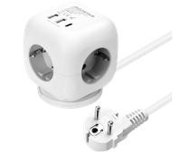Aigostar Cubo Regletas Enchufes con Interruptor Regleta 3 Tomas, USB 2A+1C, Cable de 1.5M Regreltas, Oficia, Casa