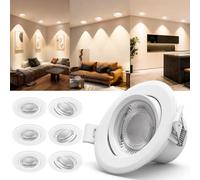 Aigostar Downlight LED Techo Empotrable 5W 370LM 3000K 70-75mm 6uds | Ángulo Rotable 30°/ Equivalente a Halógena 53W/ CRI>80/ carcasa PBT ignífuga/ AC 220-240V sin transformador/ Blanco Neutro