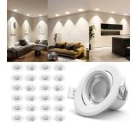 Aigostar Downlight LED Techo Empotrable 5W 370LM 4000K 70-75mm 24uds | Ángulo Rotable 30°/ Equivalente a Halógena 53W/ CRI>80/ carcasa PBT ignífuga/ AC 220-240V sin transformador/ Blanco Neutro