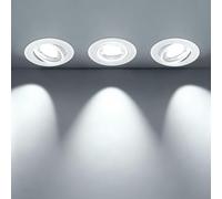 Aigostar Downlight LED Techo Empotrable 5W 370LM 6500K 70-75mm 3uds | Ángulo Rotable 30°/ Equivalente a Halógena 53W/ CRI>80/ carcasa PBT ignífuga/ AC 220-240V sin transformador/ Blanco Neutro