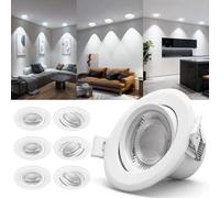Aigostar Downlight LED Techo Empotrable 5W 370LM 6500K 70-75mm 6uds | Ángulo Rotable 30°/ Equivalente a Halógena 53W/ CRI>80/ carcasa PBT ignífuga/ AC 220-240V sin transformador/ Blanco Neutro
