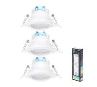 Aigostar Downlight LED Techo Empotrable, 5W Equivalente a Halógena 53W, Blanco Neutro 4000K, Ángulo Rotable 30° Focos LED Interior Techo, Ф70-75 mm, ojos de buey led para techo 3Pcs, AC 220V-240V