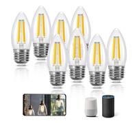 Aigostar Edison Bombillas Alexa LED E27 Bombillas Inteligentes 4.5W 470LM WIFI Bombilla Vintage C35 Bombillas Filamento Regulable 2700K-6500K, compatible con Alexa/Google Home. transparente 8 pack