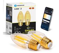 Aigostar Edison Bombillas Alexa LED E27 Bombillas Inteligentes 4.5W 470LM WIFI Bombilla Vintage C35 Bombillas Filamento Regulable 2700K-6500K, compatible con Alexa/Google Home. ámbar 2 pack