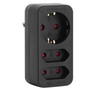 Aigostar Enchufes Europeos con 3 Tomas Adaptador Enchufes con Protección Infantil,1 Schuko,2 Clavija EU,Negro