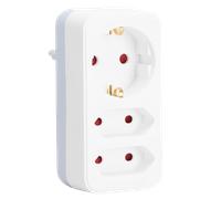 Aigostar Enchufes Europeos con 3 Tomas Adaptador Enchufes con Protección Infantil,1 Schuko,2 Clavija EU,Blanco