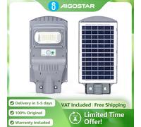 Aigostar Farola Solar 50W de Alta Potencia | Sensor y Mando, Impermeable IP65 | Luz Exterior (No Incluye Soporte) Gris