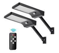 Aigostar - Farola solar LED exterior con sensor de movimiento y mando a distancia. Luz solar exterior resistente al agua IP65, regulable 180º, detección movimiento 7m. Para caminos, entradas etc.