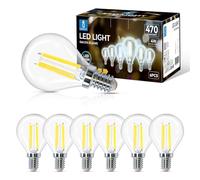 Aigostar Filamento Bombilla Led E14 Luz Fria 6500K,4W Equivalente a 40 W,470 Lúmenes,Ángulo De Apertura:360°,No Regulable,G45,Pack De 6 Uds