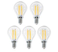 Aigostar Filamento Bombillas Led E14 Luz Calida 2700K,4W Equivalente a 40 W,470 Lúmenes,Ángulo De Apertura:360°,No Regulable,G45,Pack De 5 Uds