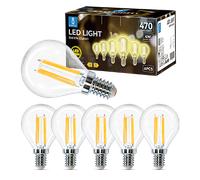 Aigostar Filamento Bombillas Led E14 Luz Calida 2700K,4W Equivalente a 40 W,470 Lúmenes,Ángulo De Apertura:360°,No Regulable,G45,Pack De 6 Uds